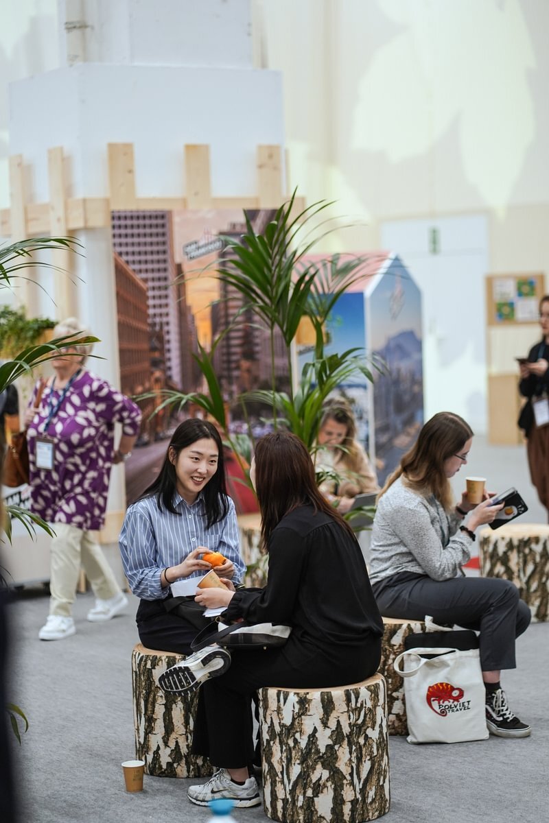 People sitting on stools